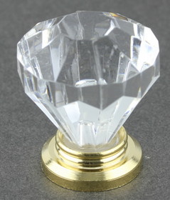 D. Lawless Hardware 1-1/16" Diamond Cut Small Acrylic Knob Gold Plated Base