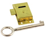 D. Lawless Hardware Heavy Duty Surface Mount Cupboard Lock & Key - Brass Plated L68841