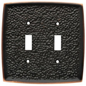 Liberty Hardware Double Switch Wall Plate - Hammered Bronze w/ Highlights (144032)