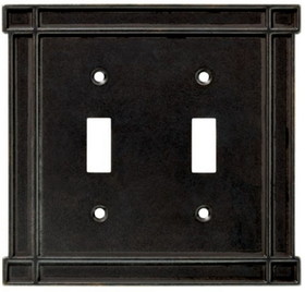 Liberty Hardware Arts & Crafts Double Switch Wall Plate - Soft Iron (144062)