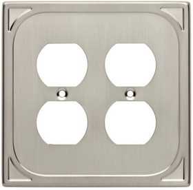 Liberty Hardware Cambray Double Duplex Wall Plate - Satin Nickel (144404)
