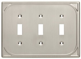 Liberty Hardware Cambray Triple Switch Wall Plate - Satin Nickel (144420)