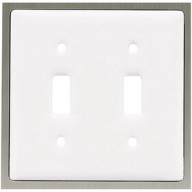 Liberty L-64007 Double Switch White Ceramic & Satin Nickel