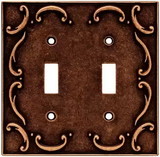 Brainerd Double Switch Wall Plate - French Lace - Sponged Copper
