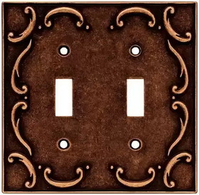 Brainerd Double Switch Wall Plate - French Lace - Sponged Copper