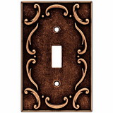 Brainerd Single Switch Wall Plate - French Lace - Sponged Copper