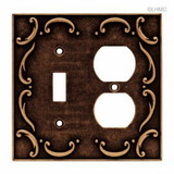 Liberty Hardware Switch & Duplex Wall Plate - French Lace - Sponged Copper L-64275