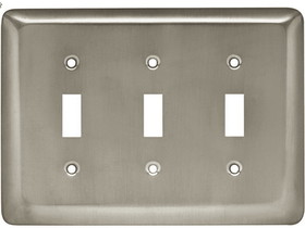 Liberty Hardware Stamped Round Triple Toggle Satin Nickel Wall Plate