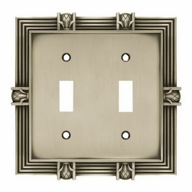 Liberty Hardware Pineapple Double Switch Plate - Brushed Satin Pewter (64460)
