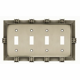Liberty Hardware Pineapple Quad Switch Plate - Brushed Satin Pewter (64461)