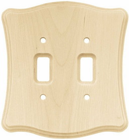 Liberty Hardware Wholesale Case Lot (50) - Wood Scalloped Double Switch Plate - Unfinished