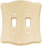 Liberty Hardware Wood Scalloped Double Switch Plate - Unfinished