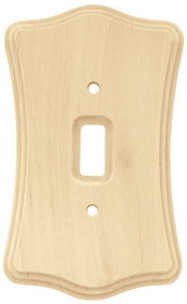 Liberty Hardware Wood Scalloped Single Switch Plate - Unfinished (64641)