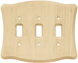 Liberty Hardware Wood Scalloped Triple Switch Plate - Unfinished (64646)