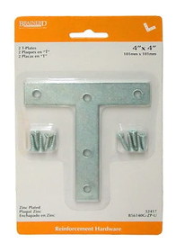 Liberty Hardware Two 4"X4" Mending T-Plates With Screws L-B56140G-ZP-U