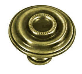 Liberty Hardware 1-1/4" Ringed Round Knob Antique Brass