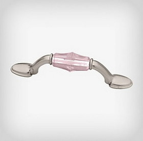 Liberty Hardware 2-pack 3" Acrylic pull Satin Nickel and Pink
