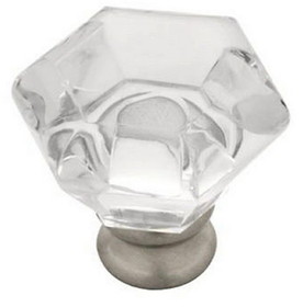 Liberty Hardware 1-1/4" Crystal Acrylic Knob Clear with Satin Nickel