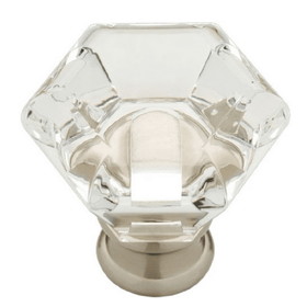 Liberty Hardware 1-3/4" Faceted Acrylic Knob Clear with Satin Nickel