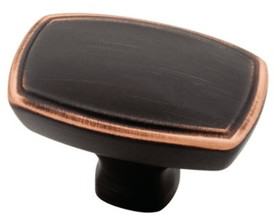 Liberty Hardware 1-1/2" Ashtyn Rectangle Knob Bronze With Copper Highlights