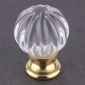 Liberty Hardware 1-1/4" Design Facets Ridge Ball Knob Brass & Clear Glass