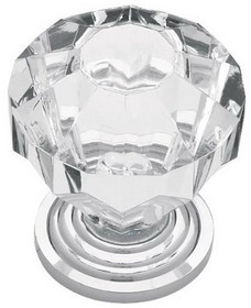 Liberty Hardware 1-1/4" Design Facets Acylic Knob Chrome and Clear Acrylic