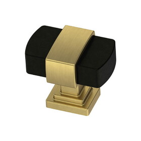 Liberty Hardware 1-3/16" SquareWrapped Brushed Brass & Flat Black Knob