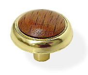 Liberty Hardware 1-1/8" Wood Insert Knob Bright Brass