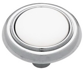 Liberty Hardware 1-1/4" Knob Chrome with White Ceramic Center
