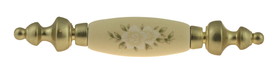 Liberty Hardware 3" Ivory Floral Ceramic Pull Polished Brass
