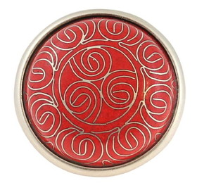 Liberty Hardware 1-5/8" Tribal Pattern Cloisonne Knob Red with Satin Pewter