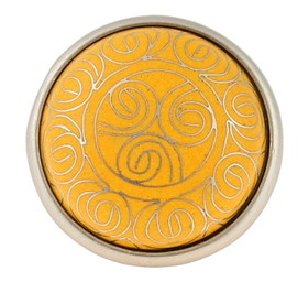 Liberty Hardware 1-5/8" Tribal Pattern Cloisonne Knob Yellow with Satin Pewter