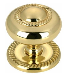 Liberty Hardware 1-3/8" Empire Rope Twist Knob With Back Plate Polished Brass