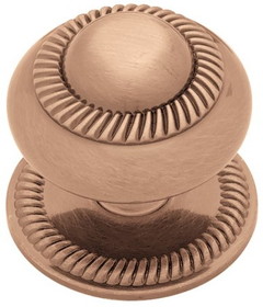 Liberty Hardware 1-1/2"  Roped Knob with Backplate Brushed Red Copper
