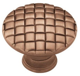 Liberty Hardware 1-3/16" Contempo Basket Weave Knob Red Antique Copper Low Sheen