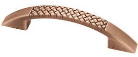 Liberty Hardware 3-3/4" Contempo Basket Weave Pull Red Antique Copper Low Sheen