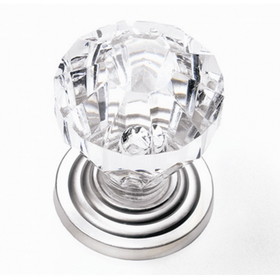 Laurey 1" Acrystal Knob Clear Acrylic with Satin Pewter Base
