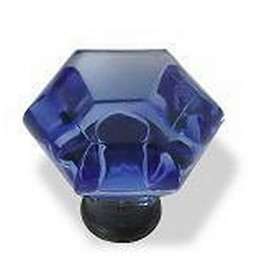 Liberty Hardware 1-1/4" Acrylic Knob Cobalt Blue with Oil Rubbed Bronze Base