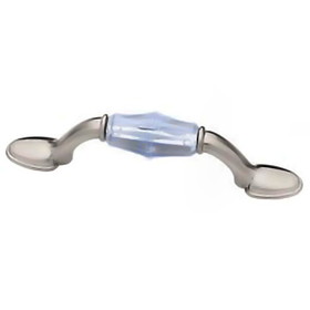 Liberty Hardware 3" Faceted Acrylic Insert Pull Satin Nickel and Light Blue