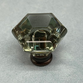 Liberty Hardware 1-1/4" Acrylic Faceted Knob Celadon and Oil Rubbed Bronze