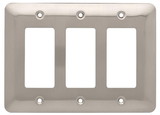 Liberty Hardware Liberty Hardware - Stamped Round Decorative Triple Rocker Switch Plate - Satin Nickle - 126442