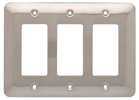 Liberty Hardware Liberty Hardware - Stamped Round Decorative Triple Rocker Switch Plate - Satin Nickle - 126442