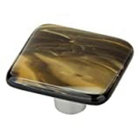 Liberty Hardware 1-1/2" Fused Glass Square Knob Khaki Iridescent