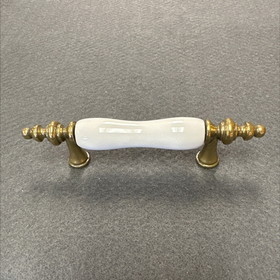 Liberty 3" Flare Foot Pull Antique Brass With White Ceramic Insert