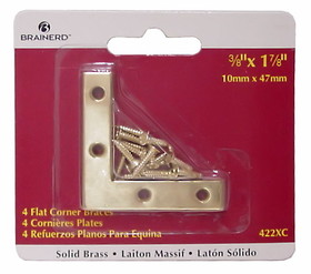 Liberty Hardware Solid Brass Flat Corner Braces - Set Of 4 - 3/8" X 1-7/8" LQ-422XC