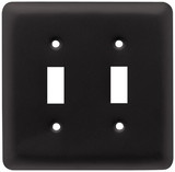 Brainerd Stamped Round Double Switch Wall Plate- Flat Black