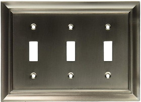 Brainerd Brainerd - Architectural Triple Switch Wall Plate - Brushed Satin Nickle - 64174