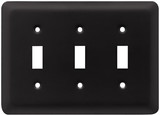 Brainerd Stamped Round Triple Switch Wall Plate- Flat Black