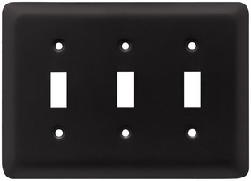 Brainerd Stamped Round Triple Switch Wall Plate- Flat Black