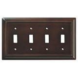 Brainerd Liberty Architectural Wood 4 Switch Wall Plate -Walnut